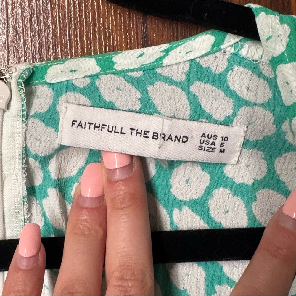 Faithfull the Brand Green White Floral Midi Wrap Dress Medium - Picture 3 of 5